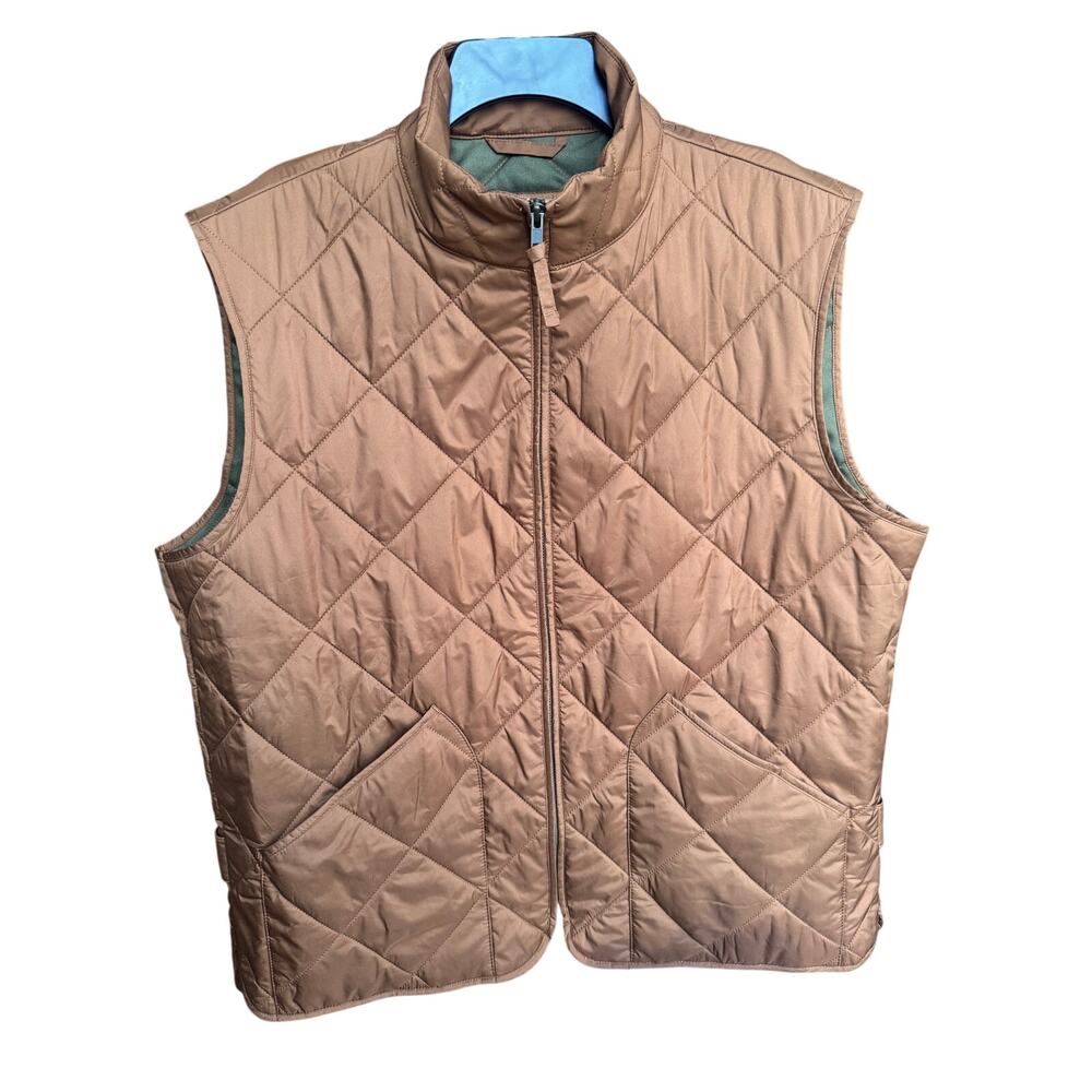 J.Crew Men’s Quilted Puffer Vest Brown XL Lightweight Zip-Up
